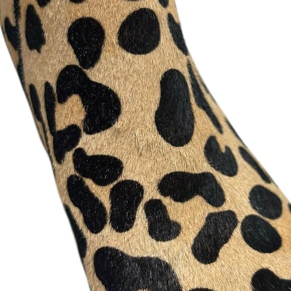 Van Eli Calf Hair Leopard Print Ankle Boots Size 7 Block Heel Cheetah Print - Picture 14 of 15